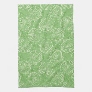 Outline seashells tea towel