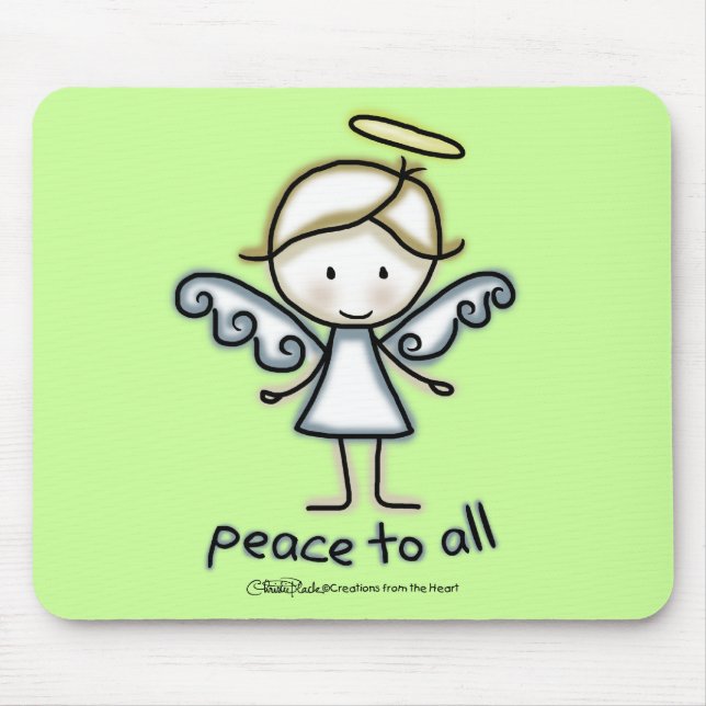 Outlined Angel-Peace to All Mouse Pad (Front)