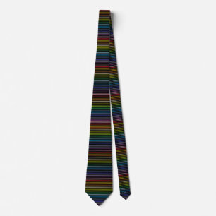 Outlined Broader Spectrum Rainbow Stripes Black Tie