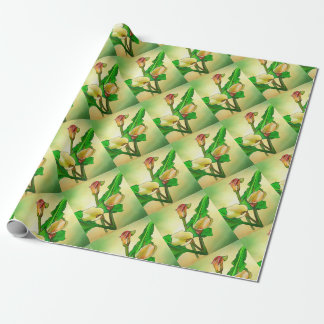 Outlined Calla Lilies Against A Green Ombre Wrapping Paper
