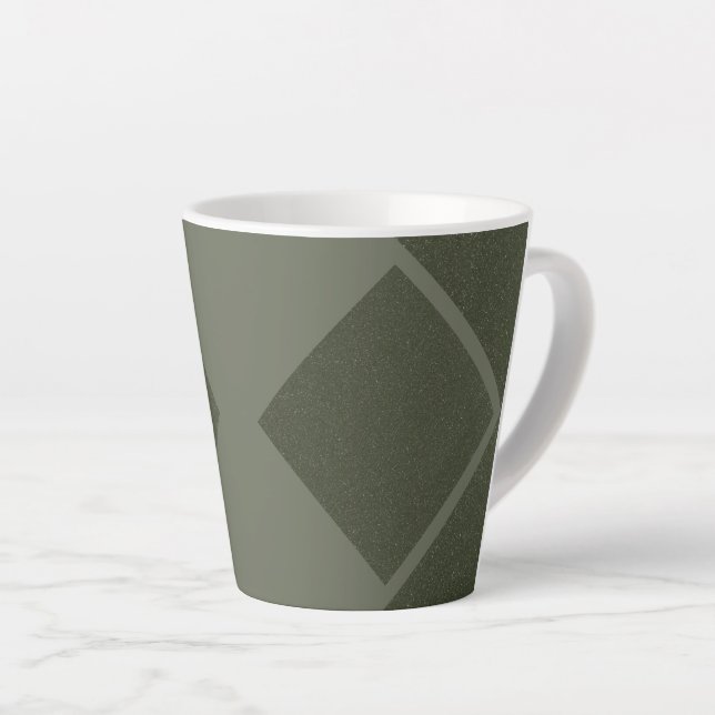 Outlined Diamond Latte Mug in Moss Green (Right Angle)