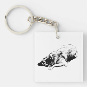 Outlined Dog Design Keeps Calm On Winter Days Key Ring