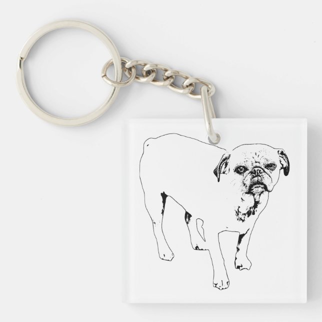 Outlined Dog Keychain For Stylish Easygoing Days (Front)