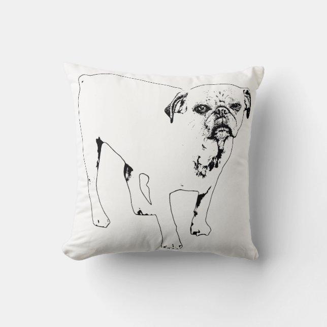 Outlined Dog Pillow Adds Calm Graphic Home Vibe (Front)