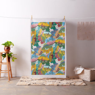 Outlined Flowers Fabric Design