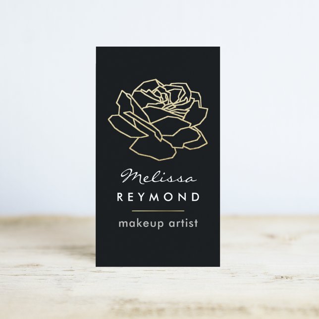 outlined rose flower, makeup beauty floral business card (Creator Uploaded)