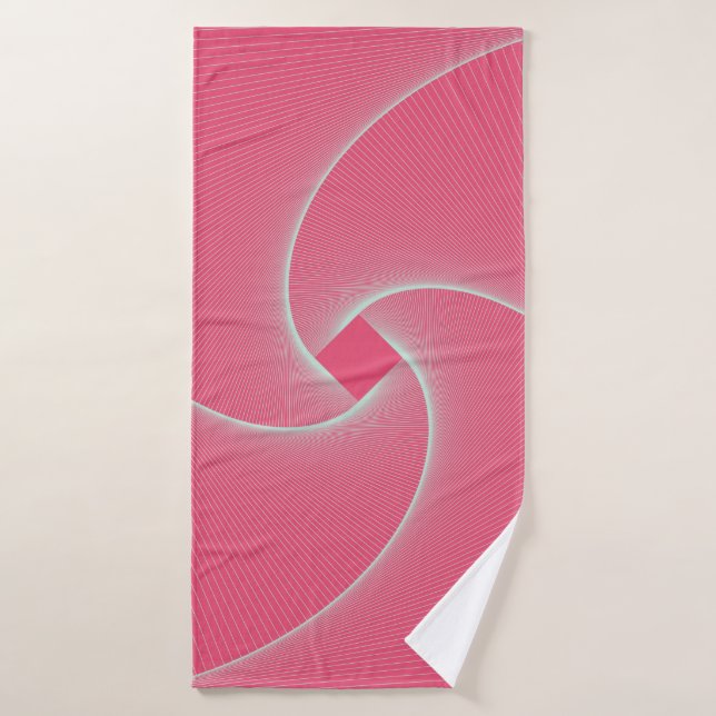 outlined square vortex in velvet pink bath towel (Bath Towel)