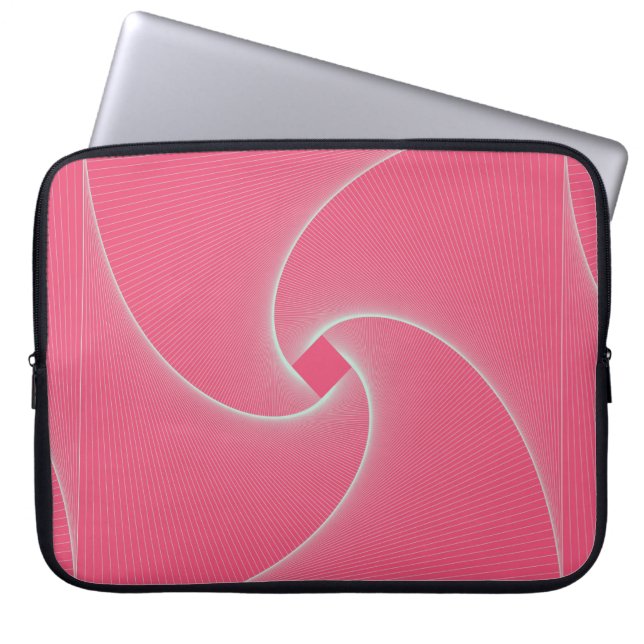 outlined square vortex in velvet pink laptop sleeve (Front)