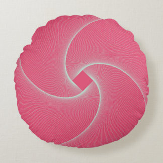 Outlined square vortex, velvet pink. round cushion