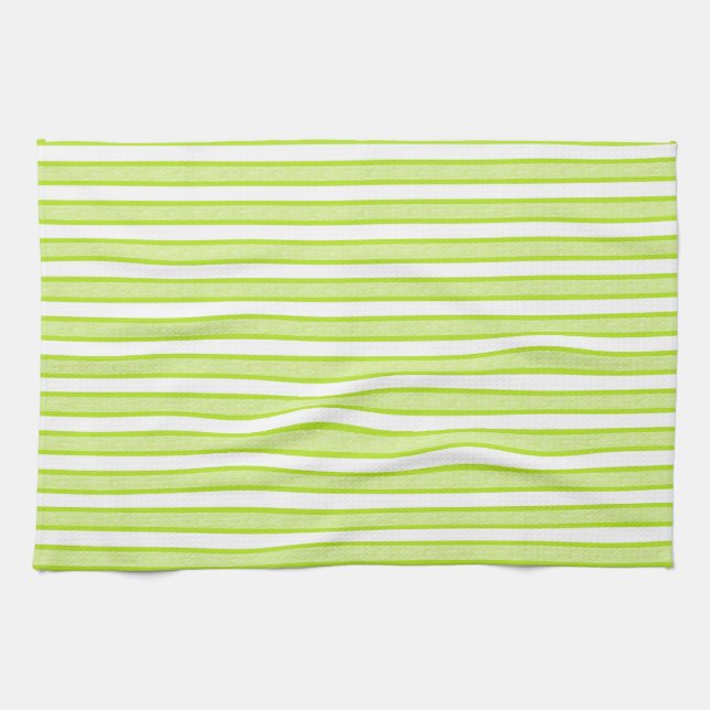 Outlined Stripes Lime Green Tea Towel (Horizontal)