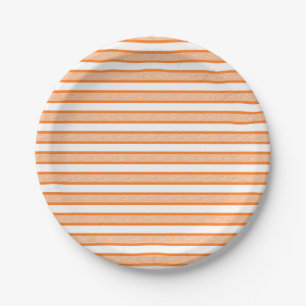 Outlined Stripes Orange Paper Plate