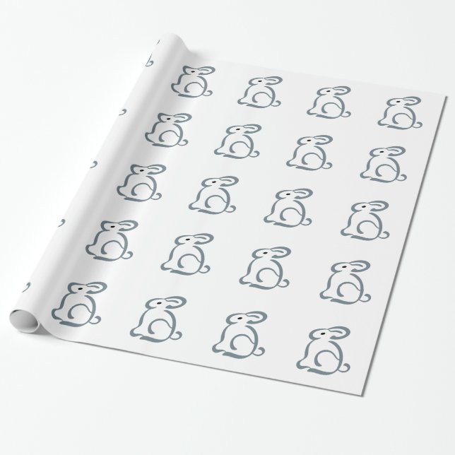 Outlne Bunny Wrapping Paper (Unrolled)