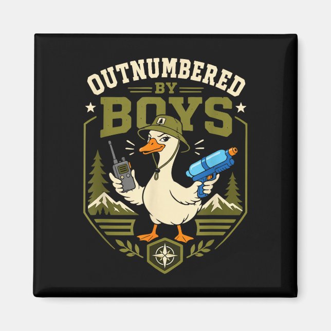 Outnumber by boys funny mum hiking camping duck magnet (Front)