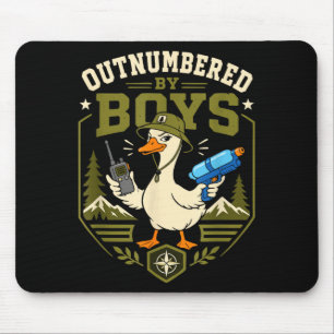 Outnumber by boys funny mum hiking camping duck mouse pad