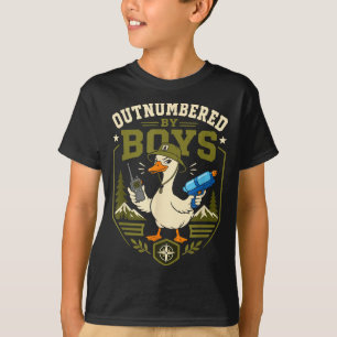 Outnumber by boys funny mum hiking camping duck T-Shirt
