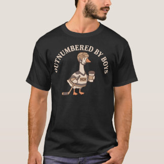 Outnumbered By Boys Funny Mum Goose Hockey T-Shirt