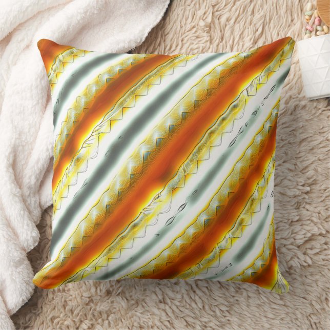Outrageous abstract stripes in orange and grey     cushion (Blanket)