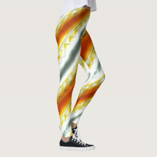 Outrageous abstract stripes in orange and grey leggings