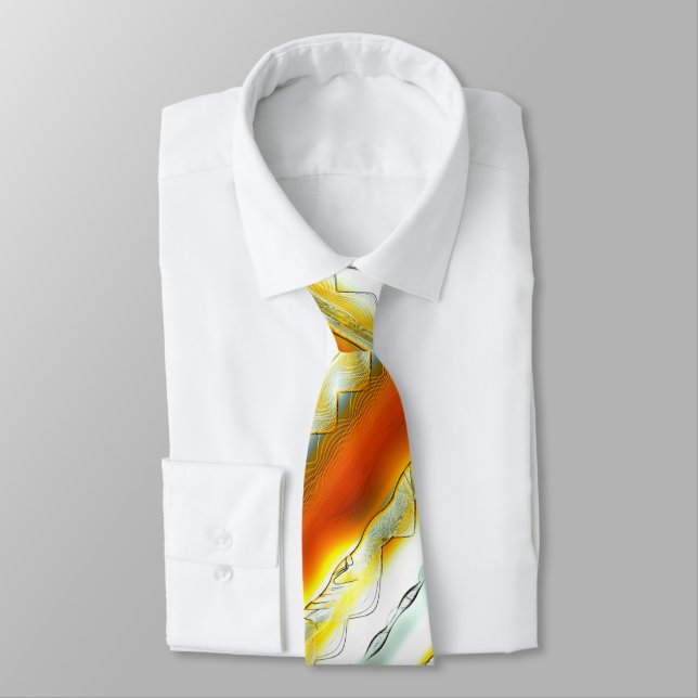 Outrageous abstract stripes in orange and grey     tie (Tied)