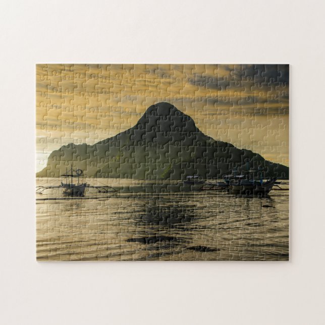 Outrigger At Sunset Jigsaw Puzzle (Horizontal)