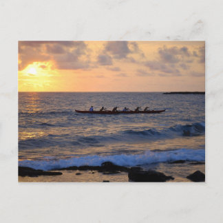 Outrigger Canoe at Sunset, Hawaii, Postcard