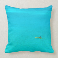 Outrigger canoe in Bora Bora throw pillow
