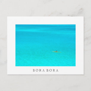Outrigger canoe in Bora Bora white text postcard