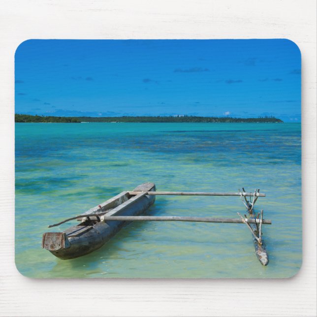 Outrigger Canoe In Shallow Ocean Mouse Pad (Front)