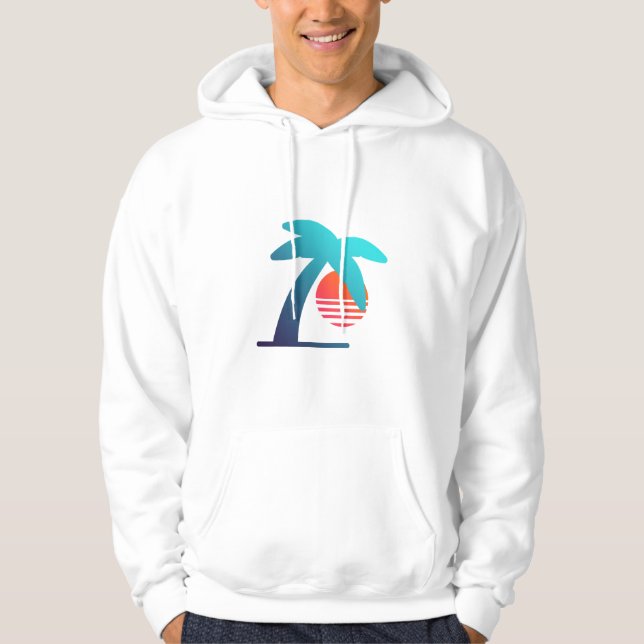 Outrun Retro Classic Palm Logo hoodie (Front)