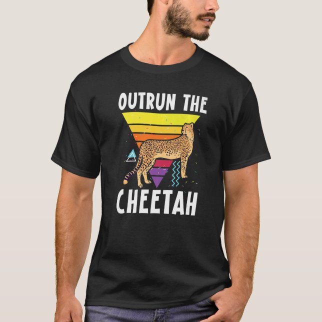 Outrun The Cheetah Wildlife Animal Zookeeper   T-Shirt (Front)