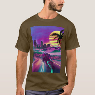 Outrun Vaporwave Retro 80s Synthwave Motorcycle Bi T-Shirt