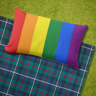 Outside Classic LGBTQ Gay Pride Rainbow Flag Lumbar Cushion