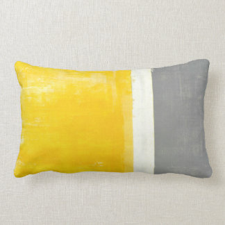 'Outside' Grey and Yellow Abstract Art Pillow