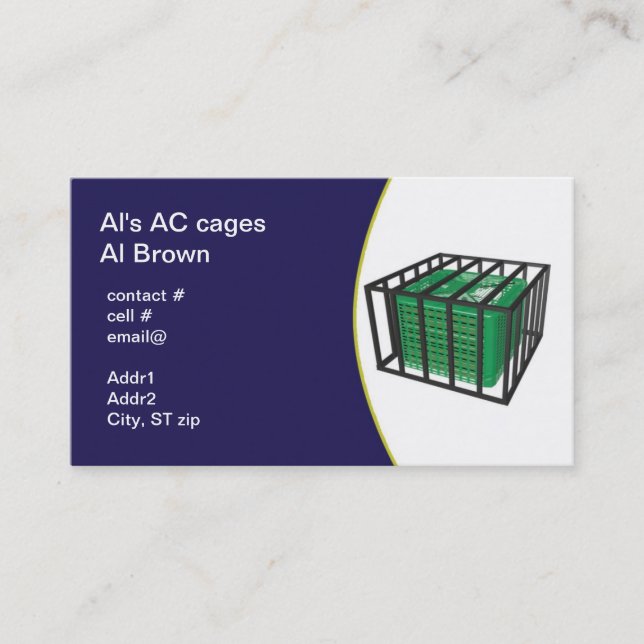 outside heat pump security cage business card (Front)