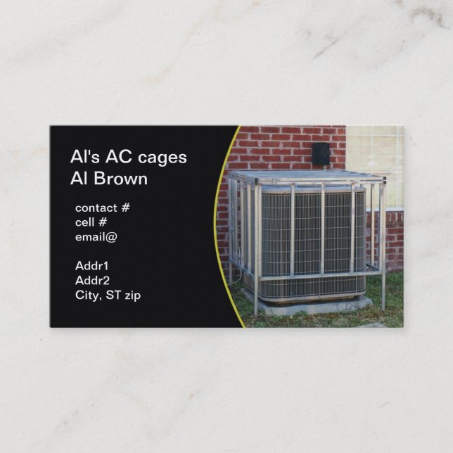 outside heat pump security cage business card (Front)
