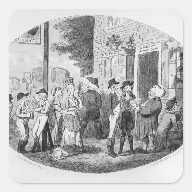 Outside the Old Hats Tavern Square Sticker (Front)