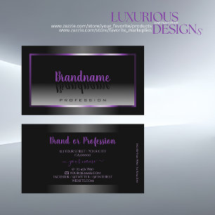 Outstanding Black and White Gradient Purple Frame Business Card