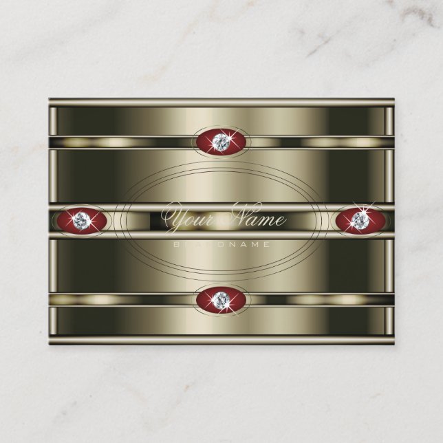 Outstanding Chrome Effect with Dark Red Gradient Business Card (Front)