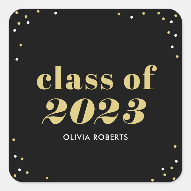 Outstanding Class Editable Colour Graduation Square Sticker (Front)