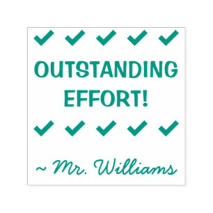 "OUTSTANDING EFFORT!" + Tutor's Name Rubber Stamp