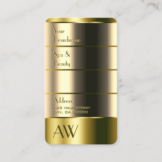 Outstanding Gold Colours Faux 3D Letters Initials Business Card (Front)