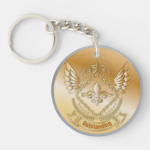 Outstanding Gold Silver Award Personalised NAME Key Ring