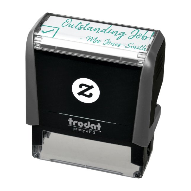 "Outstanding Job!" + Custom Teacher Name Self-inking Stamp (Product)