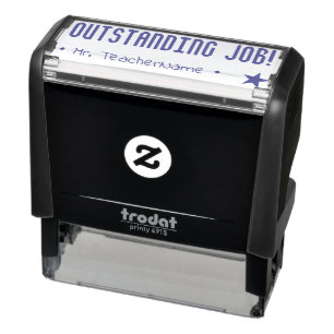 "OUTSTANDING JOB!" + Teacher Name Rubber Stamp