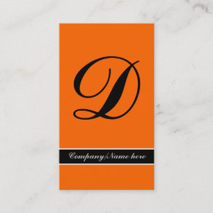 Outstanding monogram orange black business cards