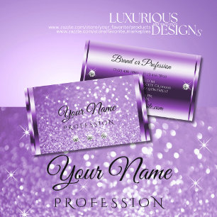 Outstanding Purple Glitter Luminous Stars Diamonds Business Card