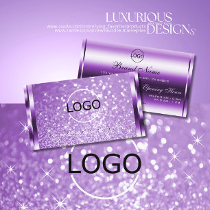 Outstanding Purple Glitter Luminous Stars Logo Business Card