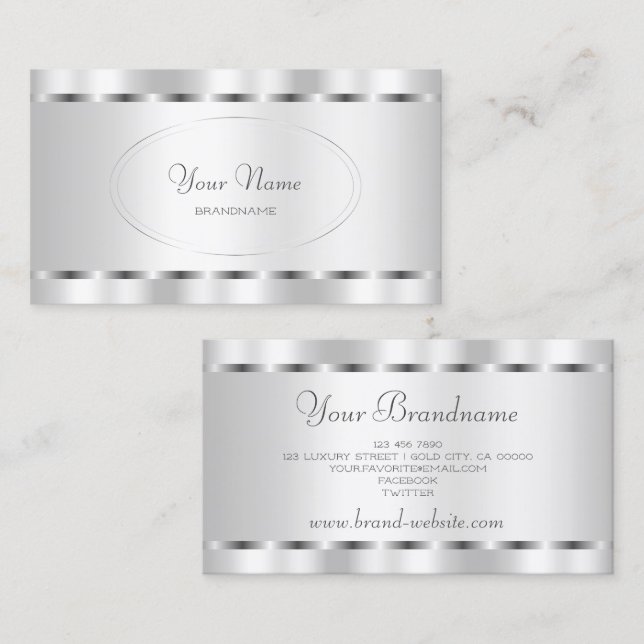 Outstanding Silver Effect Professional and Elegant Business Card (Front/Back)
