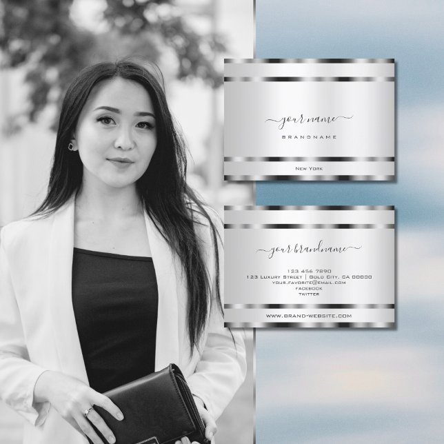 Outstanding Silver Effect Professional and Modern Business Card (Creator Uploaded)