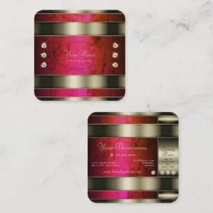 Outstanding Silver with Red Pink Gradient Marble  Square Business Card